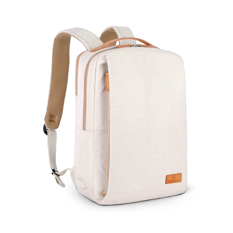 Nordace Siena - 15.6 Inch Laptop Backpack for Men & Women with USB Charging Port, Waterproof - Daily, Travel, Work, School, Beige, 19L, Travel Backpacks