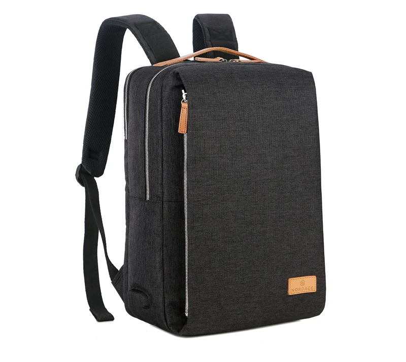 Nordace Siena - 15.6 Inch Laptop Backpack for Men & Women with USB Charging Port, Waterproof - Daily, Travel, Work, School, Black, 19L, Travel Backpacks