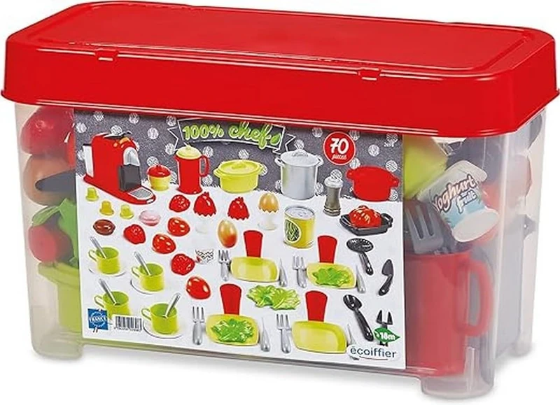 Ecoiffier Jouets 70-Piece Dining Set, 41.5 x 21 x 25 cm