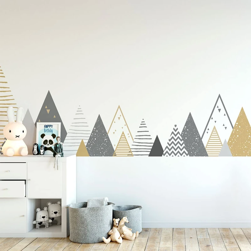 Children's Wall Stickers, Baby Room Decoration, Children's Wall Stickers, Scandinavian Mountains Zelinka Giant Wall Stickers, H120 x L200 cm