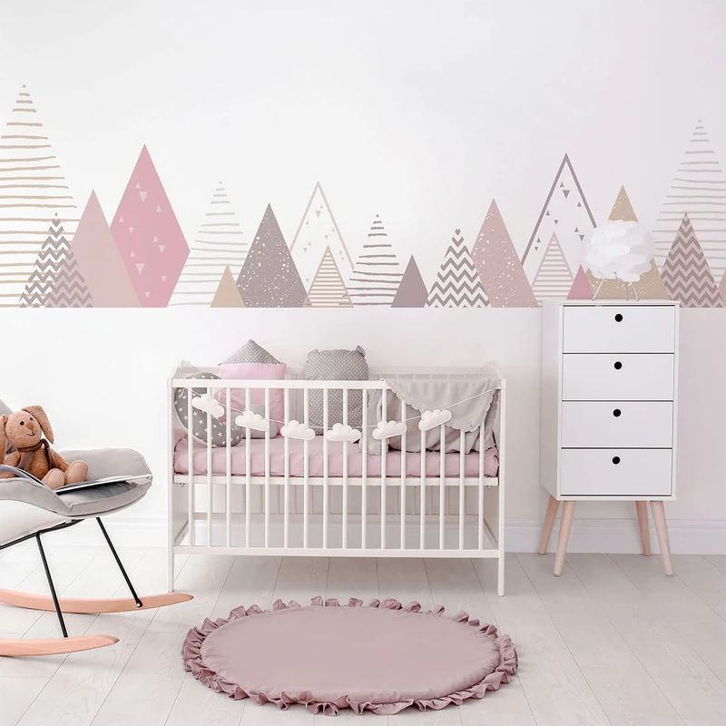Children's Wall Stickers - Baby Room Decoration - Children's Wall Stickers - Scandinavian Wall Sticker - Giant Scandinavian Mountains Melinka - H80 x L135 cm