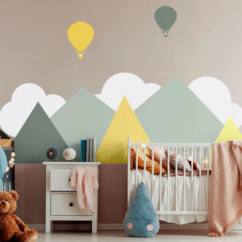 Children's Wall Stickers - Baby Room Decoration - Children's Wall Stickers - Scandinavian Wall Sticker - Giant Scandinavian Mountains Nuuk - H80 x L105 cm - Image 1