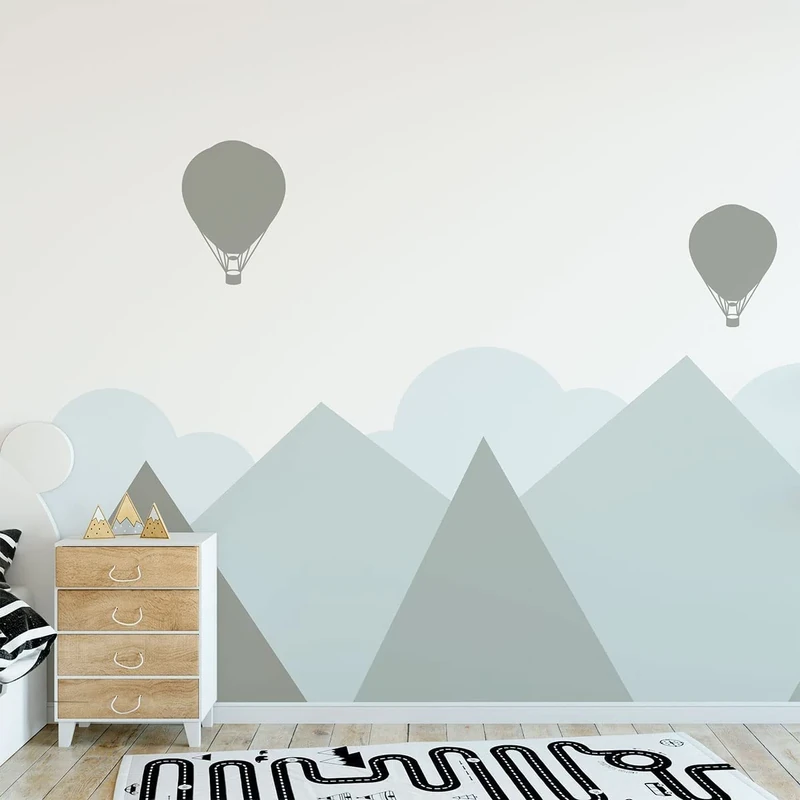 Children's Wall Stickers - Baby Room Decoration - Children's Wall Stickers - Scandinavian Mountains Helsinki - Giant Wall Sticker - H120 x L160 cm