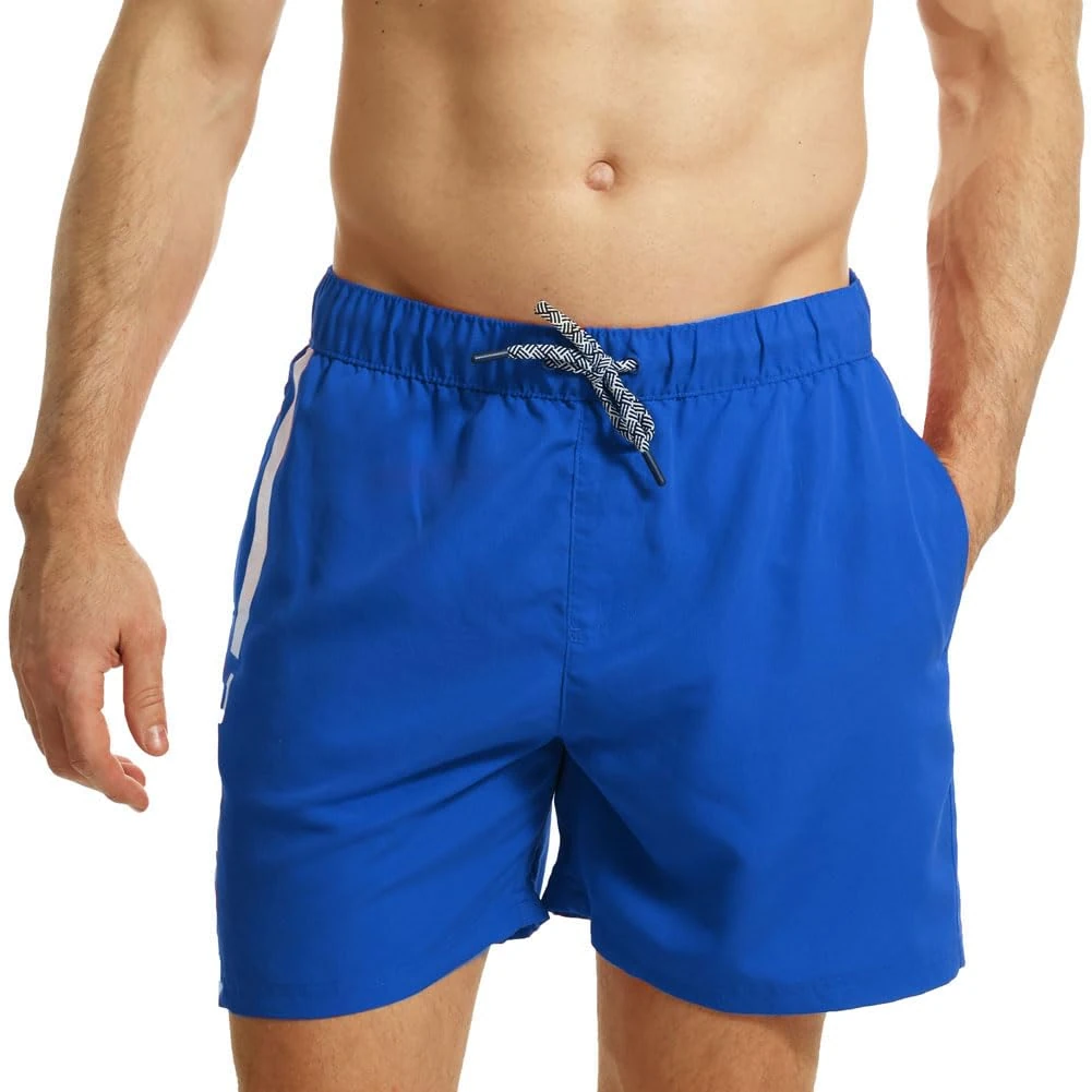 RIPT Men's Essentials Quick Dry UV 50 Sun Protection Swim Shorts Trunks,White/Royal Blue, S