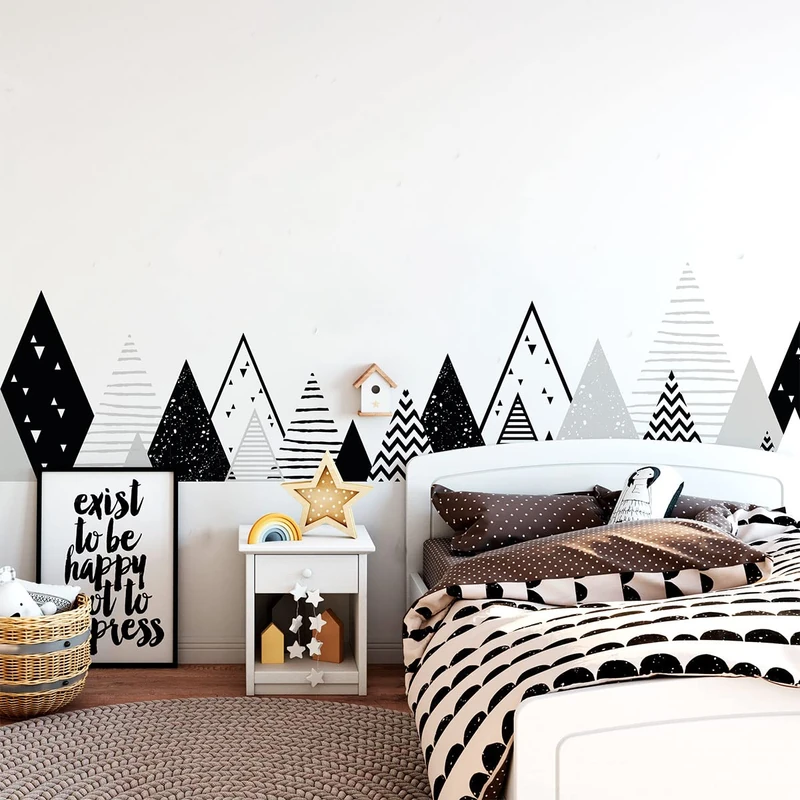 Children's Wall Stickers - Baby Room Decoration - Children's Wall Stickers - Scandinavian Wall Sticker - Giant Scandinavian Mountains Chika - H120 x L200 cm