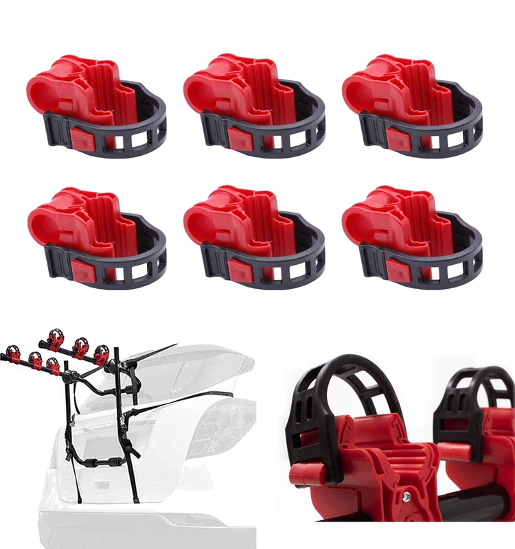 ASENDIWAY 6 Pcs Bike Rack Hitch Mount Bicycle Car Bike Rack Strap Cradles Cargo Carrier Spare Hooks with Rubber Straps Replacement Car Racks Accessories 1-1/4"&2" Truck Hitch Red&Black