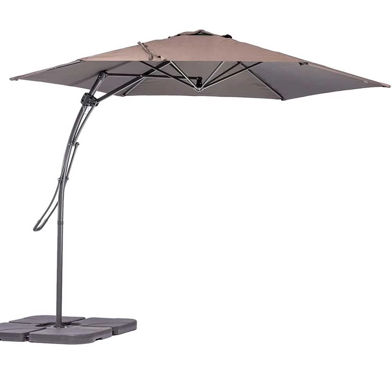 BAKAJI Garden Parasol Decentrated 3 x 3 m Metal Pole Lever Closure Cross Base Air Vent System Outdoor Furniture Gazebo Pool Garden Terrace Outdoor Environments, taupe, Grande, Modern" or "Contemporary