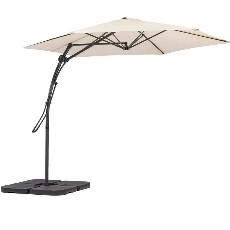 BAKAJI Garden Parasol Decentrated 3 x 3 m Metal Pole Lever Closure Cross Base Air Vent System Outdoor Furniture Gazebo Pool Garden Terrace Outdoor Environments, ecru, Grande, Decentralized