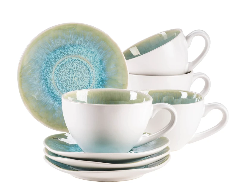 MÄSER Set of 8 Frozen Green Stoneware Mugs