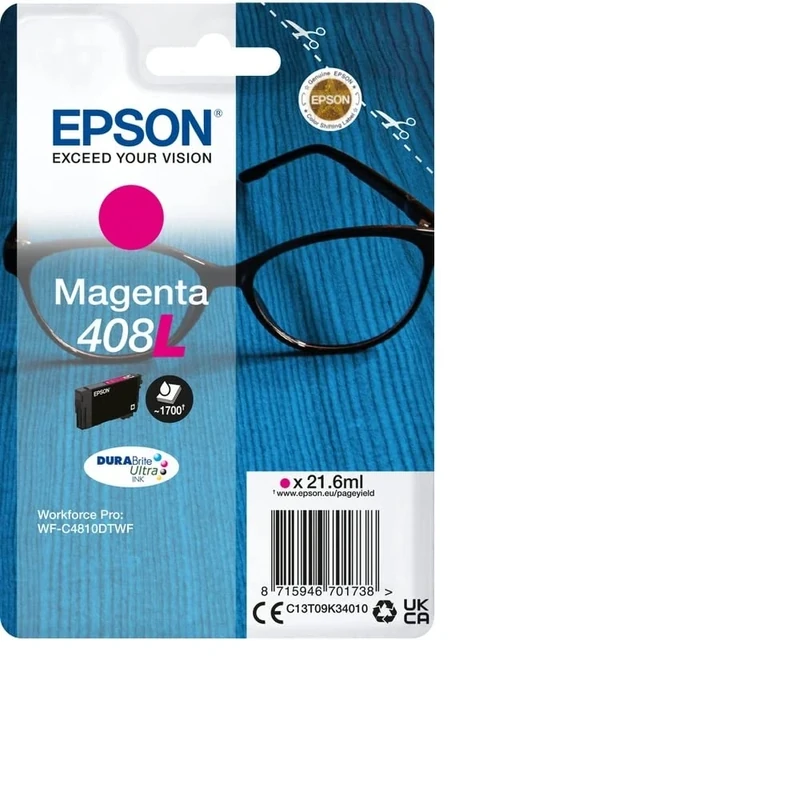 Epson Genuine Ink Singlepack High Yield Magenta 408 XL DURABrite Ultra