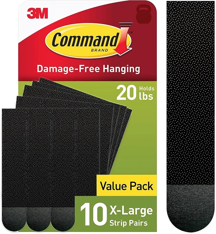 Command XL Picture Hanging Strips, Black, 10 Pairs of X-Large Adhesive Strips - for Heavyweight Items - Holds up to 9 kg - Damage Free Hanging