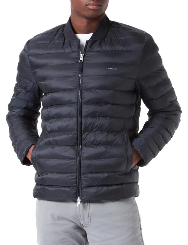 GANT Men's Light Padded Bomber Jacket, Black, Standard