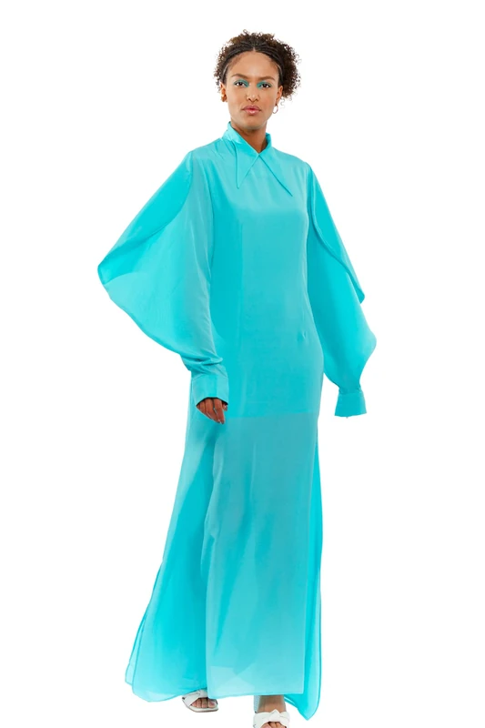 CHAOUICHE Women's Dayo Dress, Blue, XXL