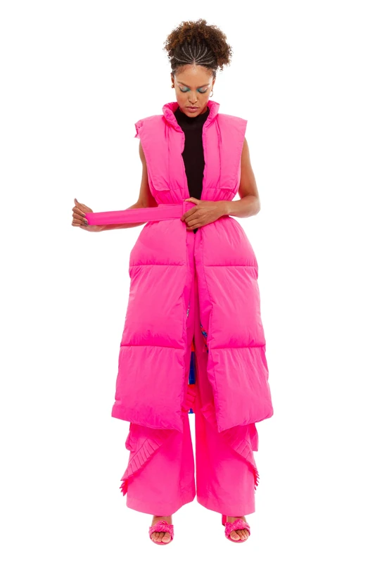 CHAOUICHE Puffer Vest, Pink, S