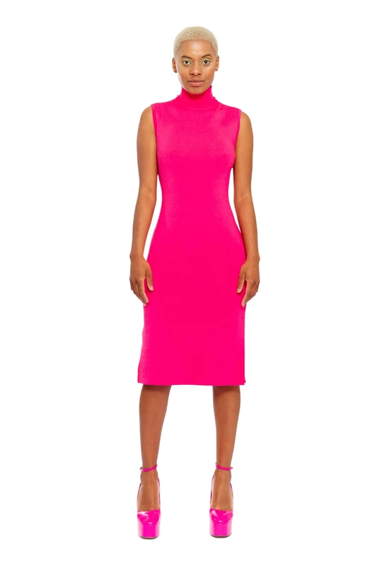 CHAOUICHE Women's Knit Dress, Pink, M