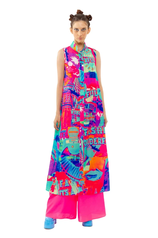 CHAOUICHE Women's Flow Vest, Downtown LA Print, S