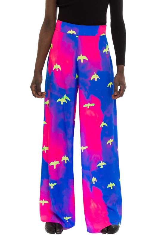 CHAOUICHE Pijama Pants, Birds Print, XS
