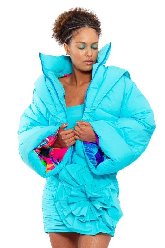 CHAOUICHE Puffer Jacket, Blue, XS