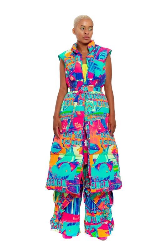 CHAOUICHE Puffer Vest, Downtown LA Print, S