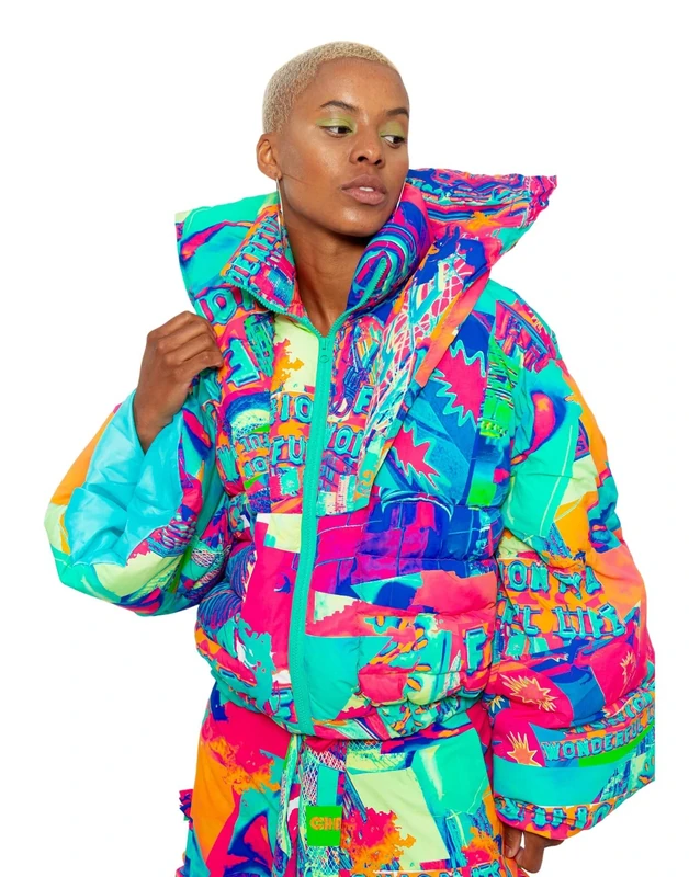 CHAOUICHE Puffer Jacket, Downtown LA Print, XXXXL