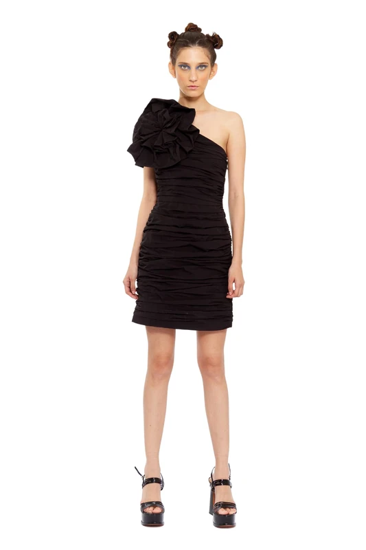 CHAOUICHE Women's Flower Dress, Black, M