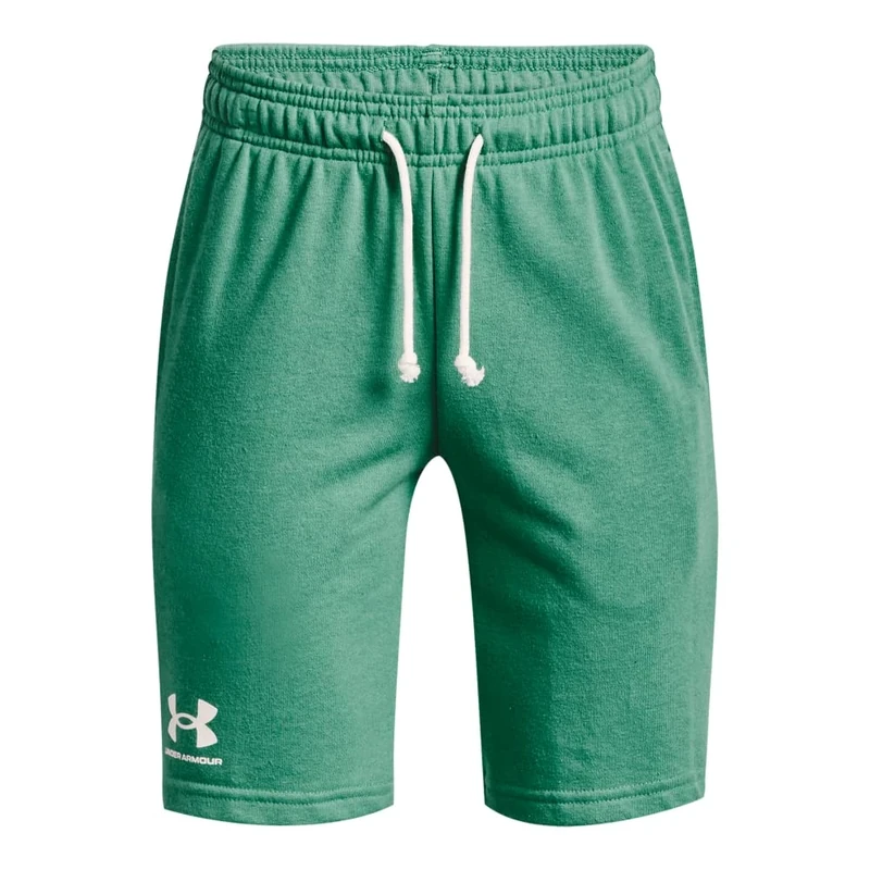 Under Armour Boys' Rival Terry Shorts, (508) Birdie Green / / Onyx White, L
