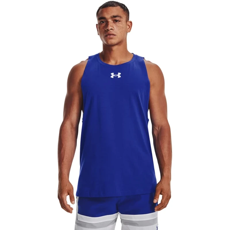 Under Armour Men's Baseline Cotton Tank, (400) Royal / / White, XXL