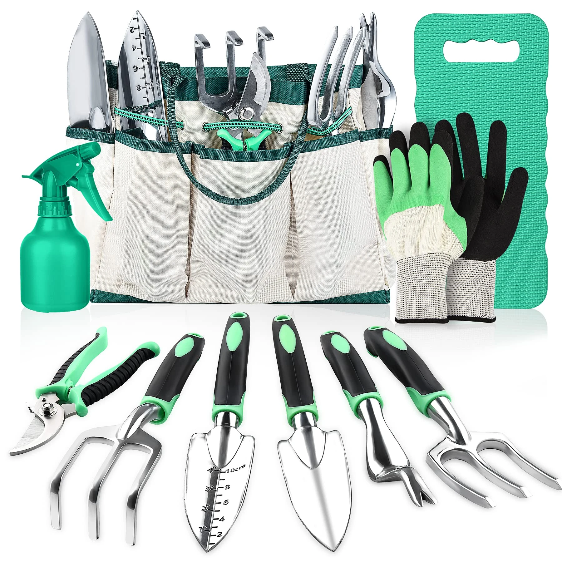 LBSTP Gardening Hand Tool Gift Kit Gardening Gifts for Women & Men 10 Piece Heavy Duty Garden Tool Sets Garden Tools Bag for Women & Men Easy Storage