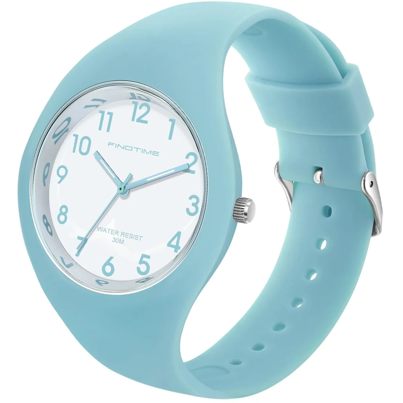 findtime Ladies Watches Waterproof Watches for Women Sports Womens Watch with Big Face and Soft Silicone Strap Nurse Watch with Secondhand Blue