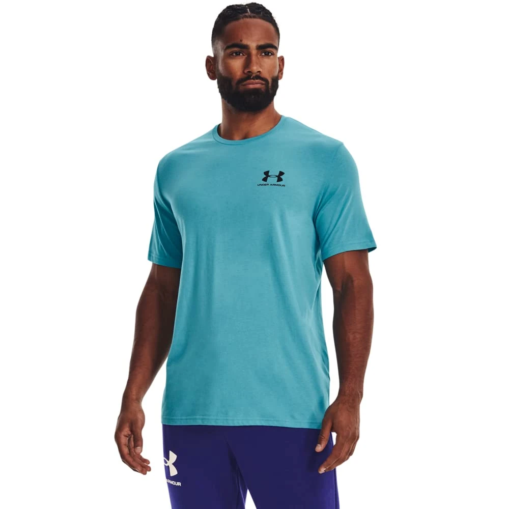 Under Armour Men's Sportstyle Left Chest Short-sleeve T-shirt Short Sleeve, (433) Glacier Blue / Black / Black, XS