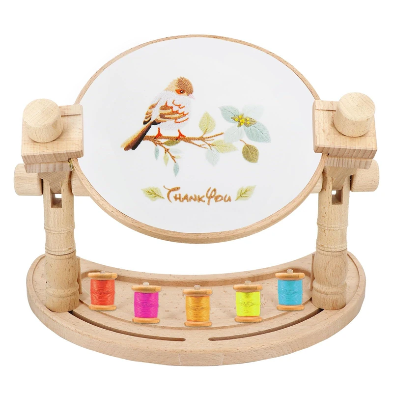 SolidGnik Adjustable Embroidery Hoop Stand Holder with Embroidery Kit and 2PCS Embroidery Hoops - Image 1