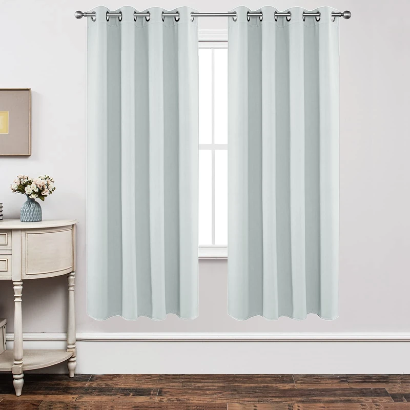 Joydeco White Curtains 72 Inches Long 2 Panels Set, Thermal Insulated Long Curtains& Drapes 2 Burg, Room Darkening Grommet Drapes for Living Room Bedroom Window (W52 x L72 Inch, Greyish White)