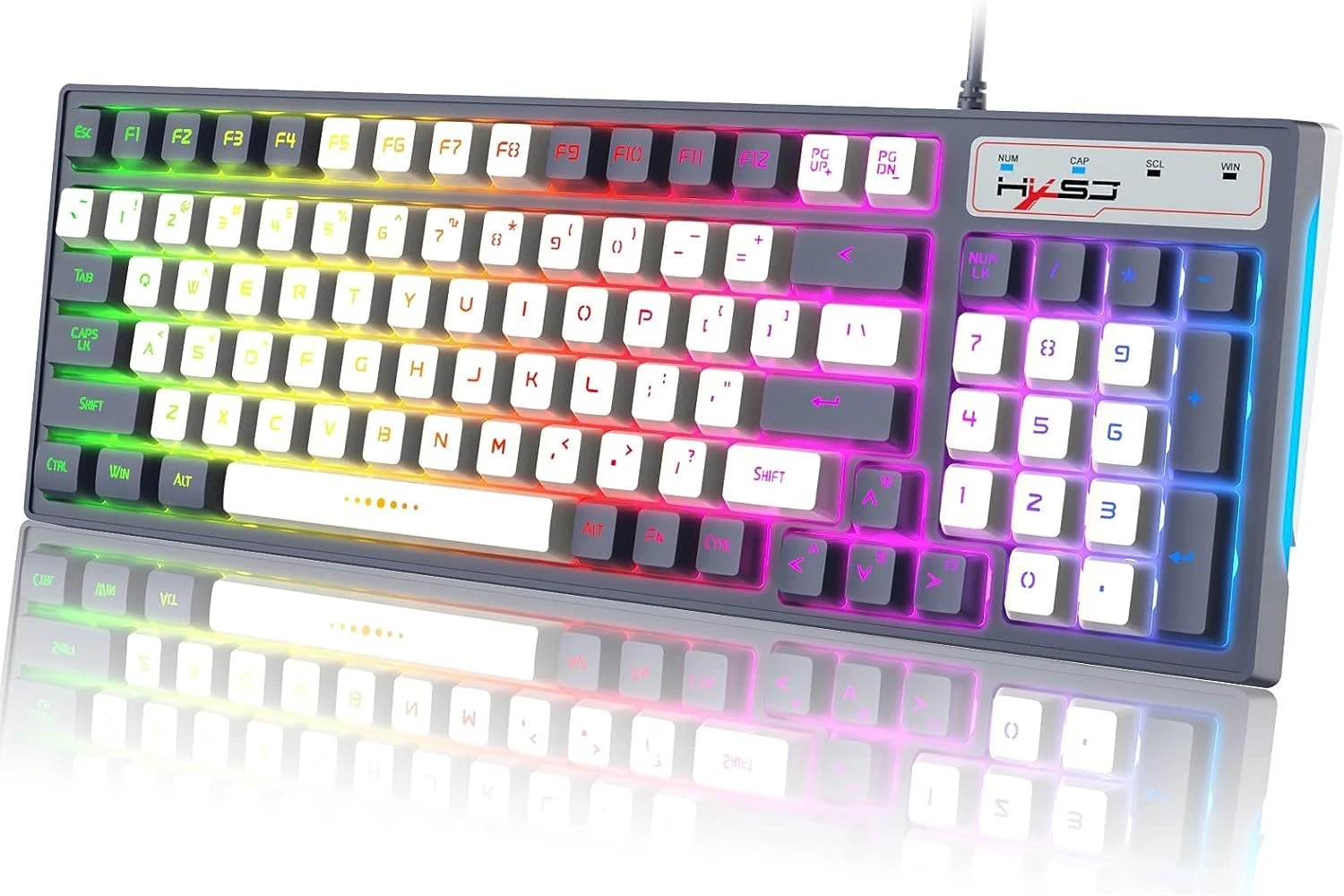 Wired Gaming Keyboard, RGB LED Backlit Keyboard with Shortcut Keys, Anti-Ghosting Keys, Multimedia, Ergonomic, Detachable Keys, 96 Keys, for Desktop and Laptop