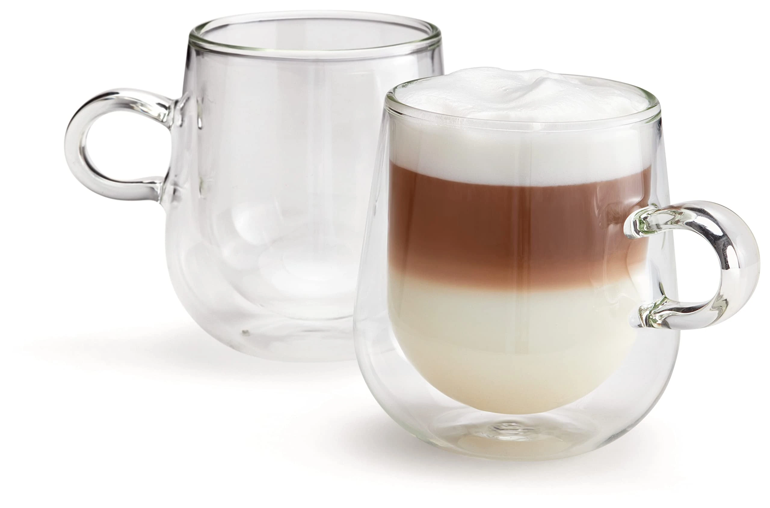 Judge Duo Latte Set of 2 Double Walled Glass Coffee Cups with Handle, Hollow Vacuum Sealed, Heat Resistant, 325ml Latte Cup