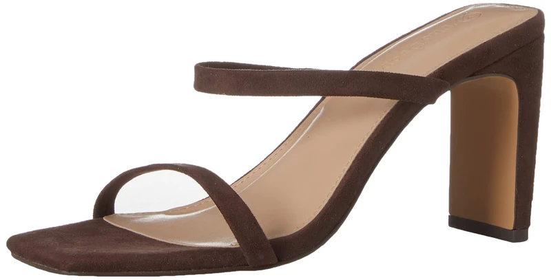 The Drop Women's Avery Square Toe Two Strap High Heeled Sandal, Coffee Bean, 7 - Image 1