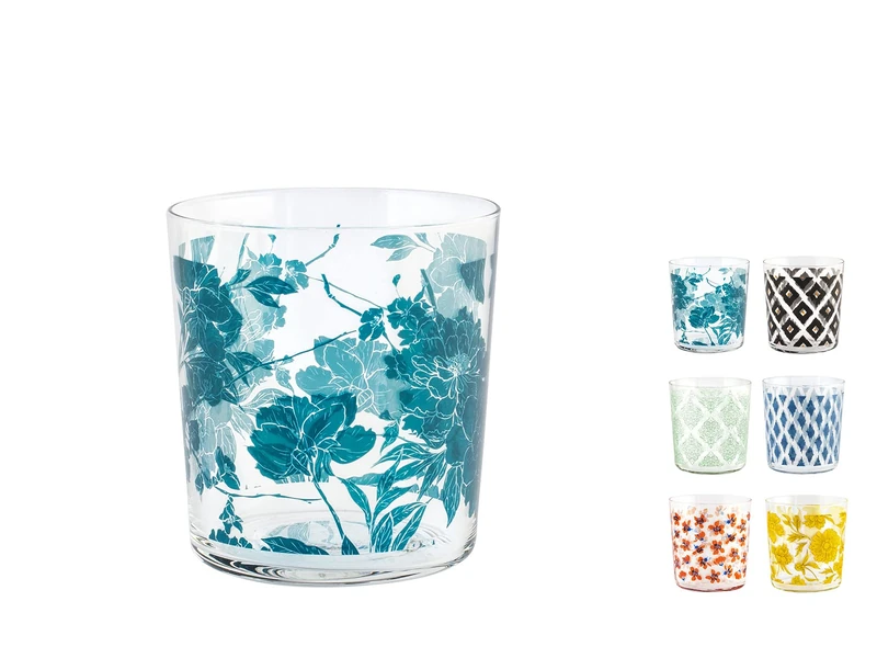 H&H Starck Colourful Set of 12 Glasses, Glass, 350cc, Multicolor - Image 1