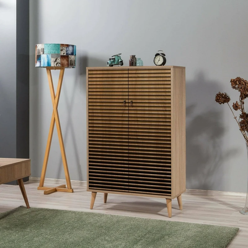 Dmora - Proxima Sideboard, Buffet, Living Room, Kitchen Pantry, 80 x 36 x 127 cm, Oak