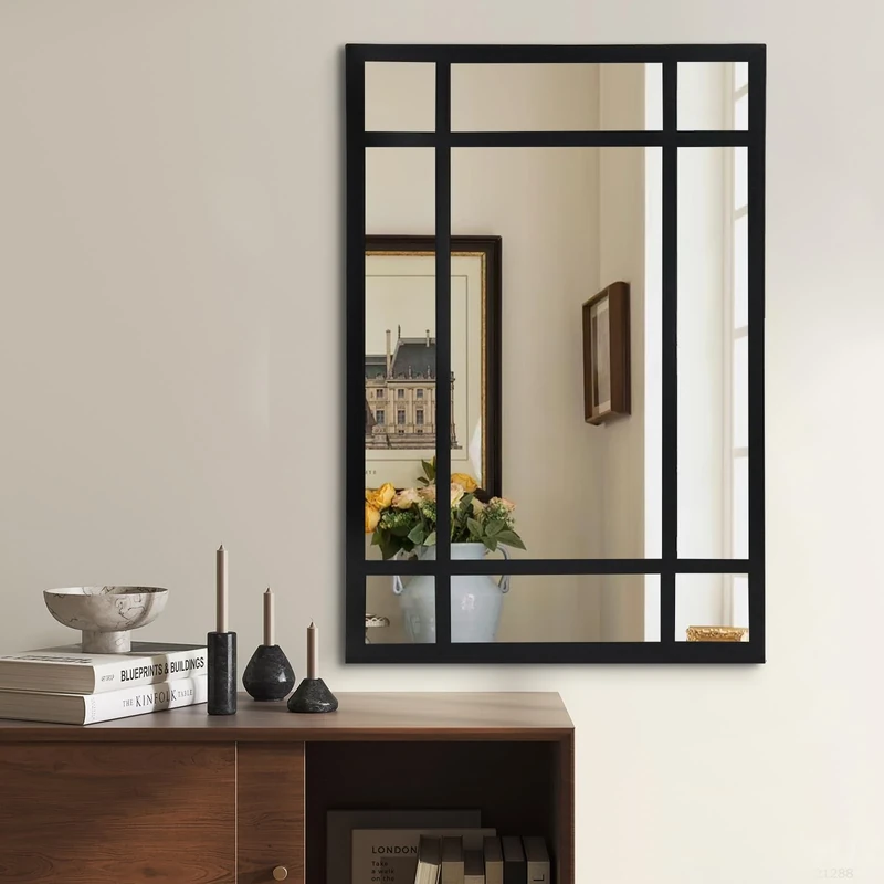 HQiJun Wall Mirror Decorative Mirrors Farmhouse for Living Room Bedroom Entryway Bathroom Vanity (black3)