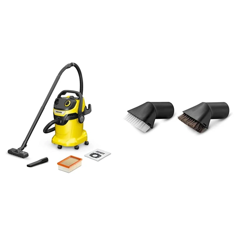 Kärcher Wet & Dry Vacuum Cleaner WD 5, blower function, power: 1100w, plastic container: 25 L, suction hose: 2.2 m, incl. flat-pleat filter 2.863-221.0 Suction Brush Set