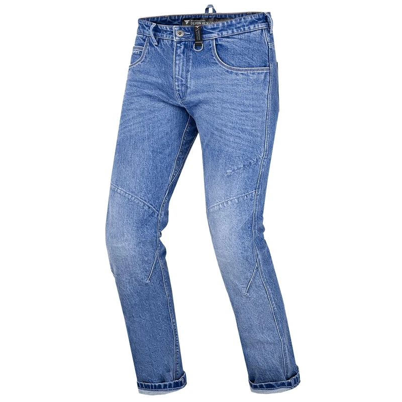 SHIMA Devon Motorcycle Jeans - Ventilated Elastic Slim Fit Riding Trousers Mens with FiberQL Reinforcements, CE Knee and Hips Protectors (Men, Blue, 36 Long) - Image 1