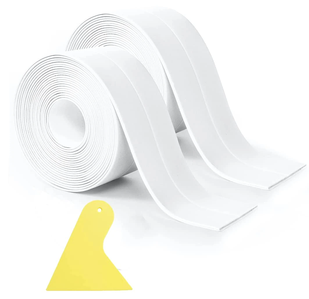 2 Rolls Caulk Strip Sealant Tape Waterproof Self Adhesive 1.5" x 21ft(38mm X 3.2M) for Decorating Kitchen, Bathroom, Bathtub, Toilet, Wall, Floor White