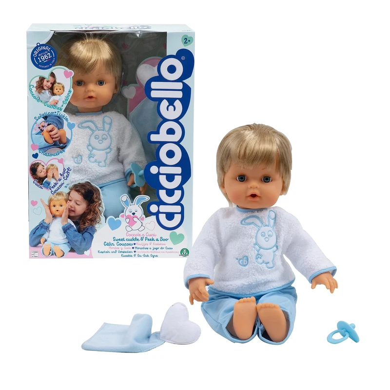 Cicciobello, CCB99 Câlin Coucoucoucoucou, doll 42 cm, soft body, cuddles, tickles and hidden cucoucoucou-coucoucoucou, 1 dummy and 1 cuddly toy, toy for children aged 2 and up