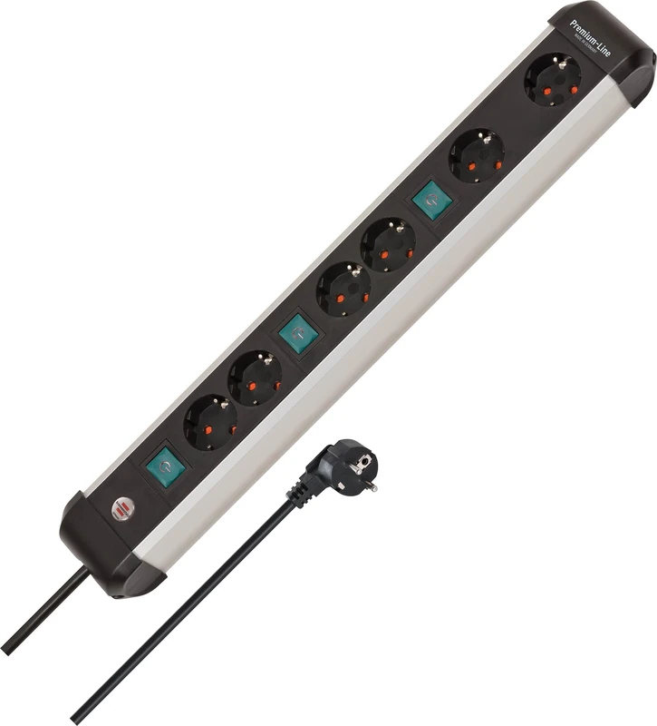 Brennenstuhl 1391030601 multiprise 3 m 6 sortie(s) CA Intérieure Noir, Argent