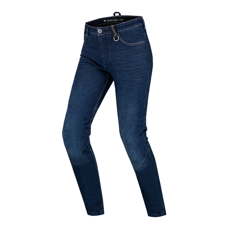 SHIMA Devon Motorcycle Jeans - Ventilated Elastic Slim Fit Riding Trousers with FiberQL Reinforcements, CE Knee and Hips Protectors (Women, Dark Blue, 28 Long) - Image 1