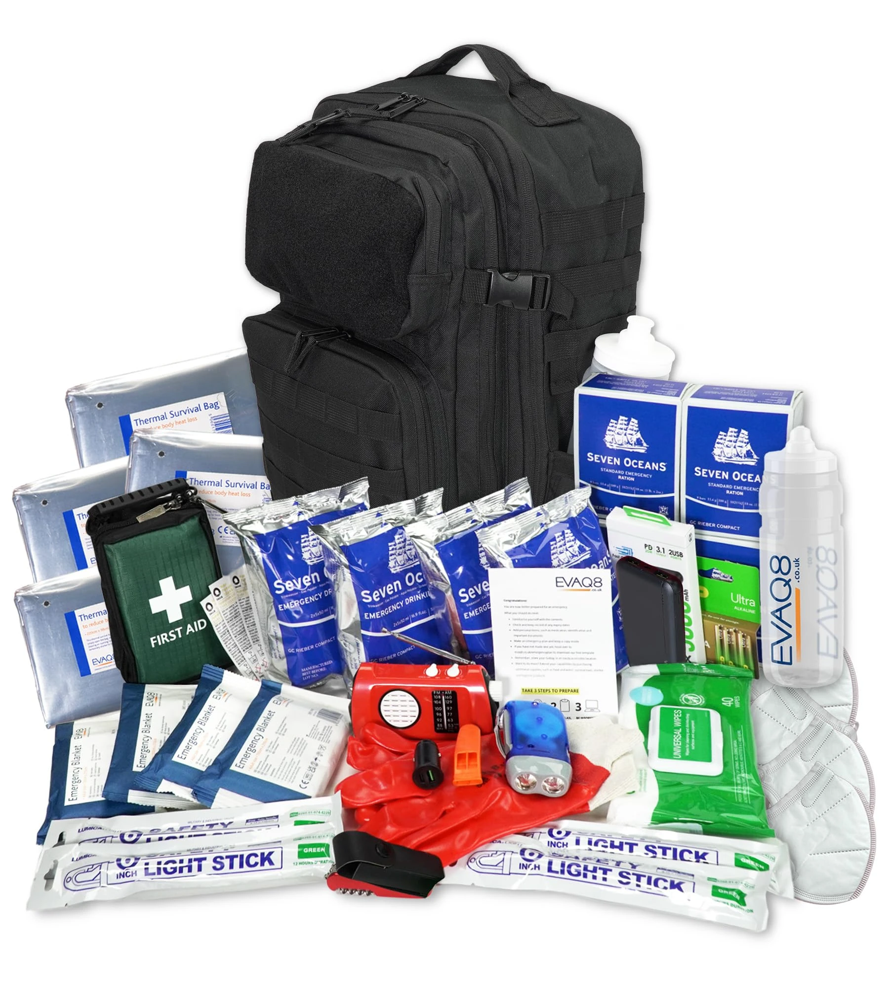 EVAQ8 Emergency Survival Kit 4-Person 72-Hour Disaster Grab Bag