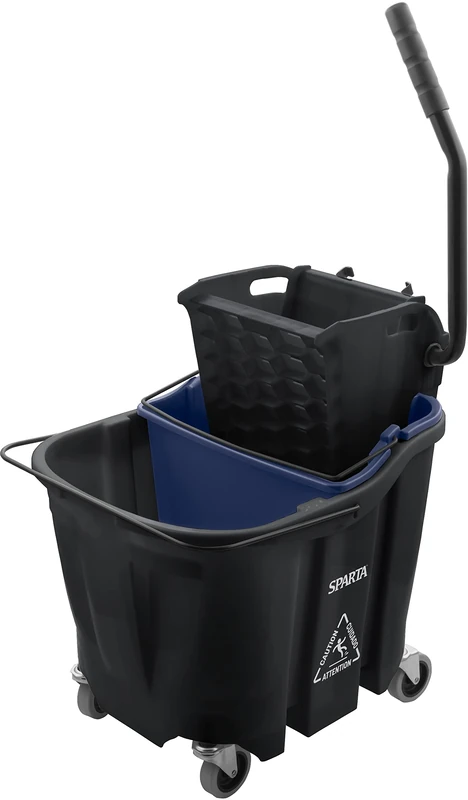 CFS OmniFit 35 QT Mop Bucket Combo: Side Press Wringer & Soiled Water Insert - Black