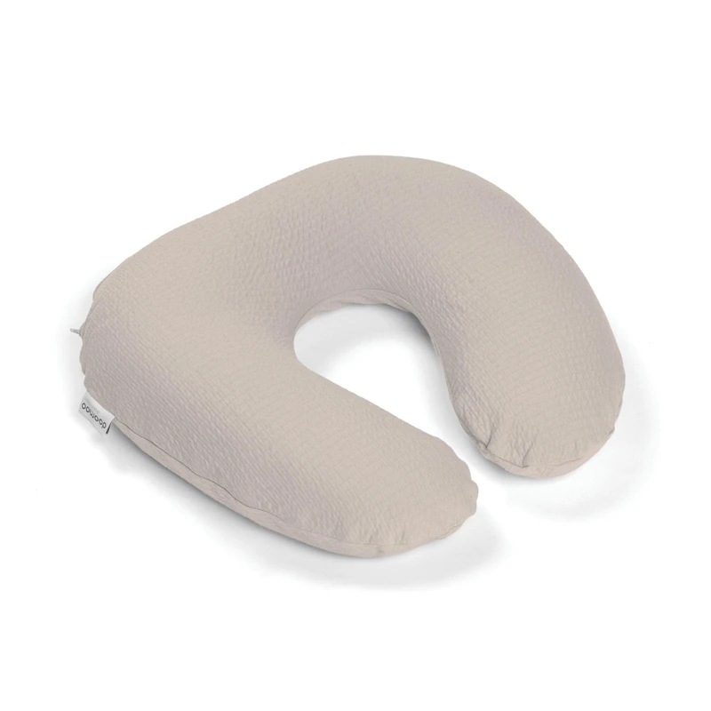 doomoo Nursing Pillow Softy - Ultra-Soft Organic Cotton Breastfeeding Pillow - Compact & Ergonomic Maternity Pillow - Fine Microbeads - Removable Washable Cover, Tetra Jersey Sand