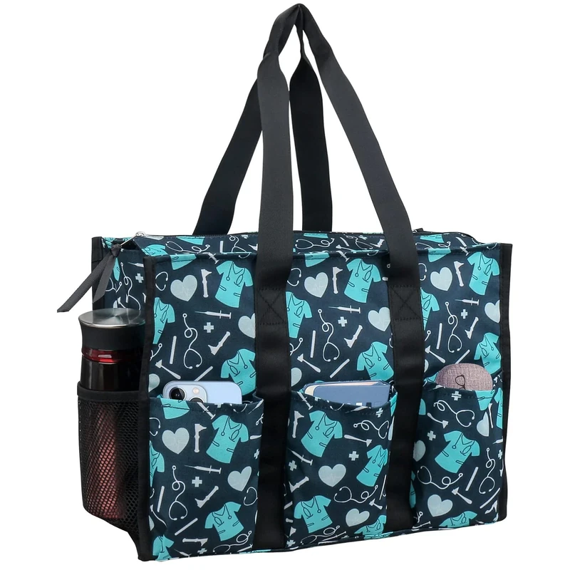 ABAMERICA Nurse Bags for Work Nursing Bag Multiple Pockets Waterproof Organizing Zip Top Clinical Bag for Nursing Students, B10- Nurse Tops, Medium