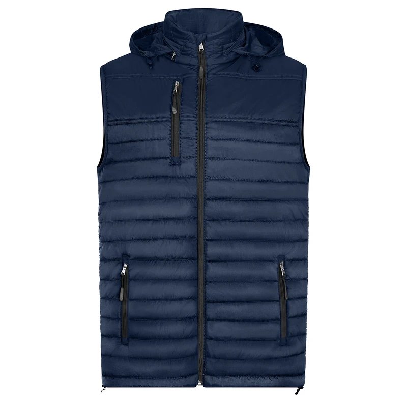 HRM Men's 1301 hooded performance body warmer, navy, XXXXL