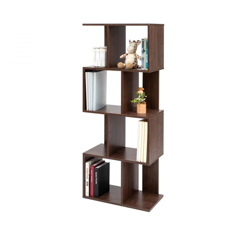 Iris Ohyama, Decorative display shelf/Floating Shelves/Wooden Display shelf/Display rack with 4 Shelves, Design,Modern,Modular, Office,Bedroom,Living Room, Library - Display Shelf - SRK-W4 - Brown